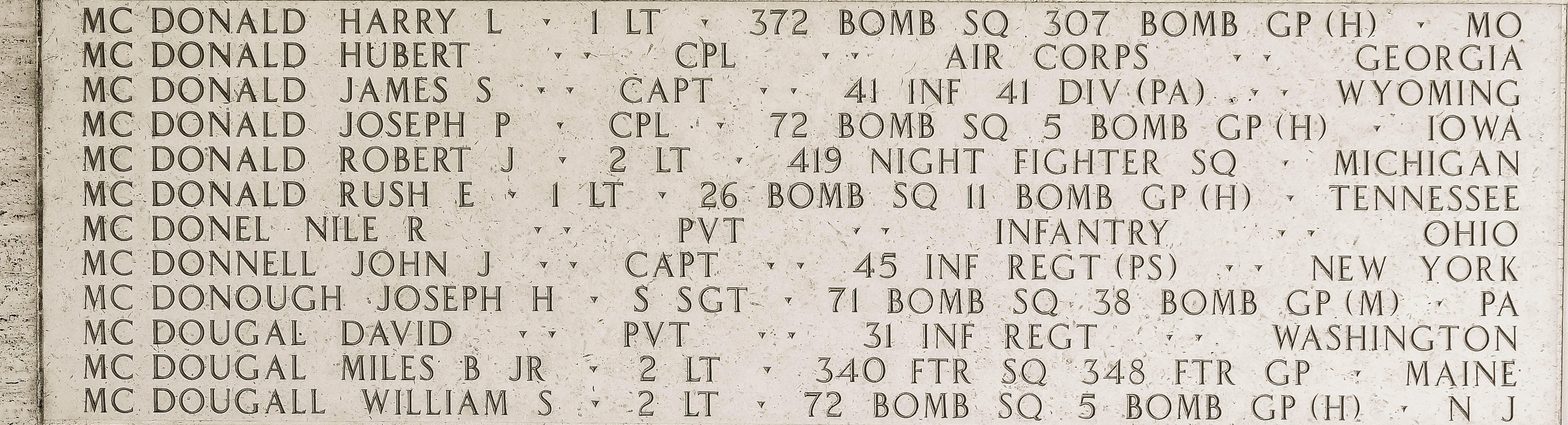 Miles B. McDougal, Second Lieutenant